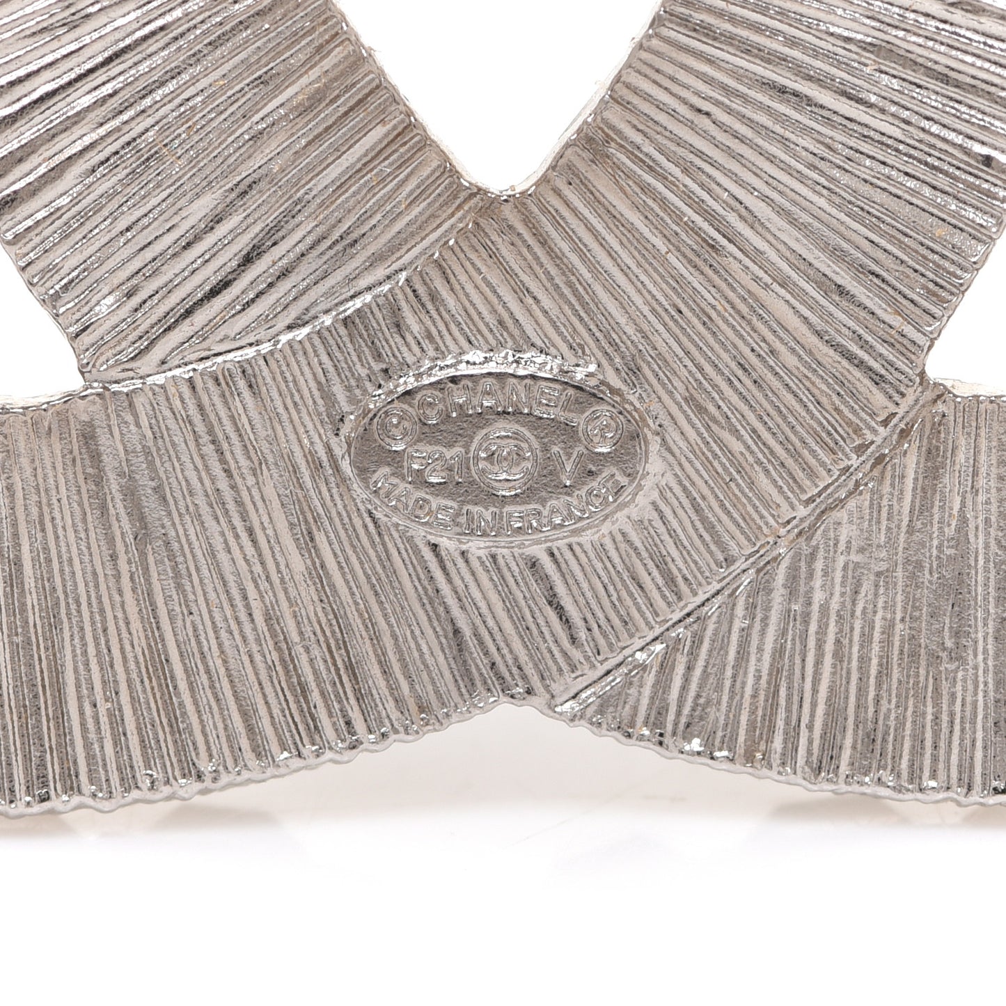 Baguette Crystal CC Brooch Silver