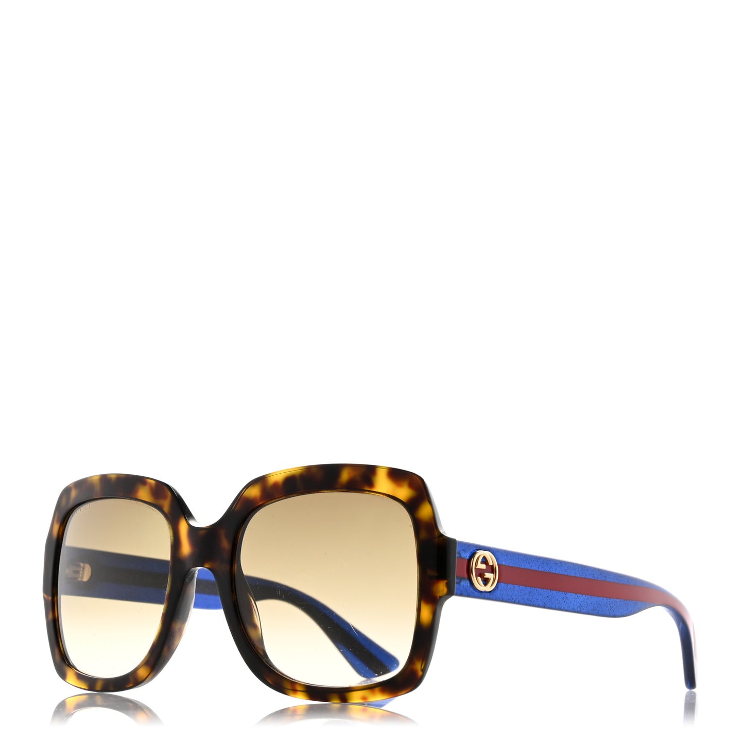 Acetate Square Frame Web Glitter Sunglasses GG0036S Brown Blue