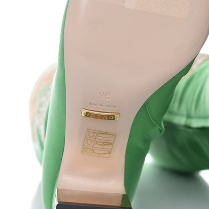 Gucci Silk Satin Malaga Kid Embroidered Candy Dragon Block-Heel Knee Boot 36 Green 8 of 20
