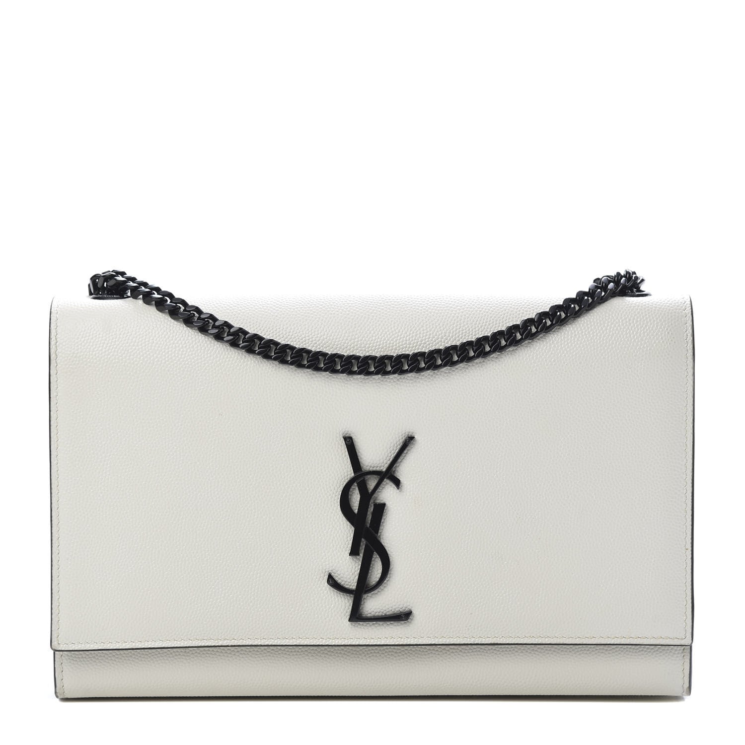 Saint Laurent Grain De Poudre Medium Classic Monogram Kate Satchel Porcellana Black 1 of 12