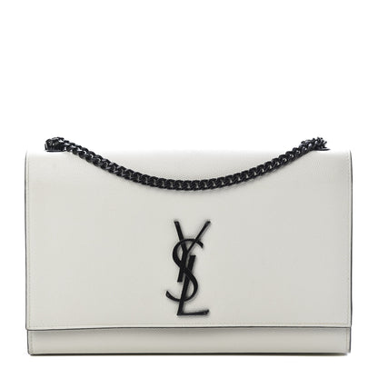 Saint Laurent Grain De Poudre Medium Classic Monogram Kate Satchel Porcellana Black 1 of 12