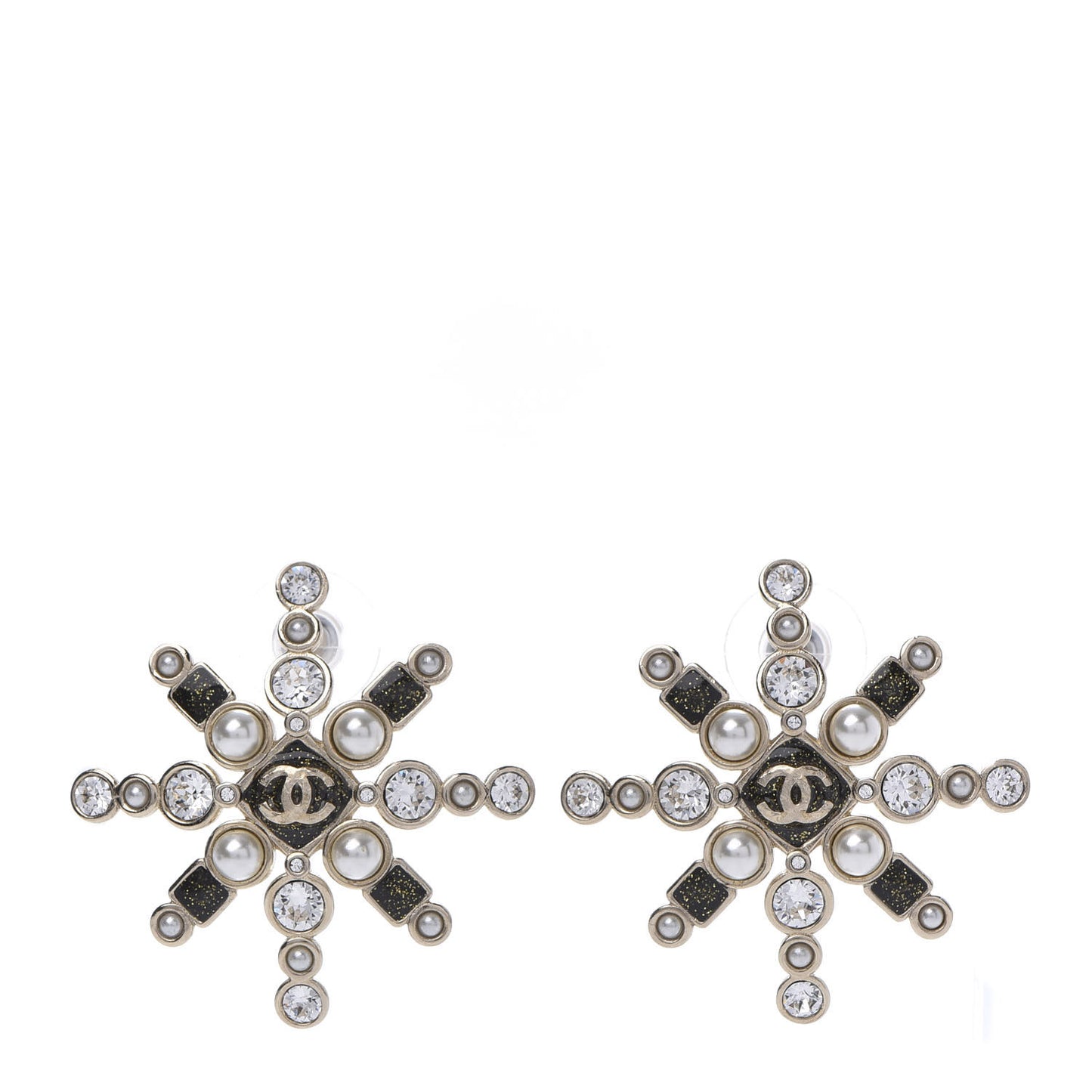 Crystal Pearl Star Glass Earrings Gold
