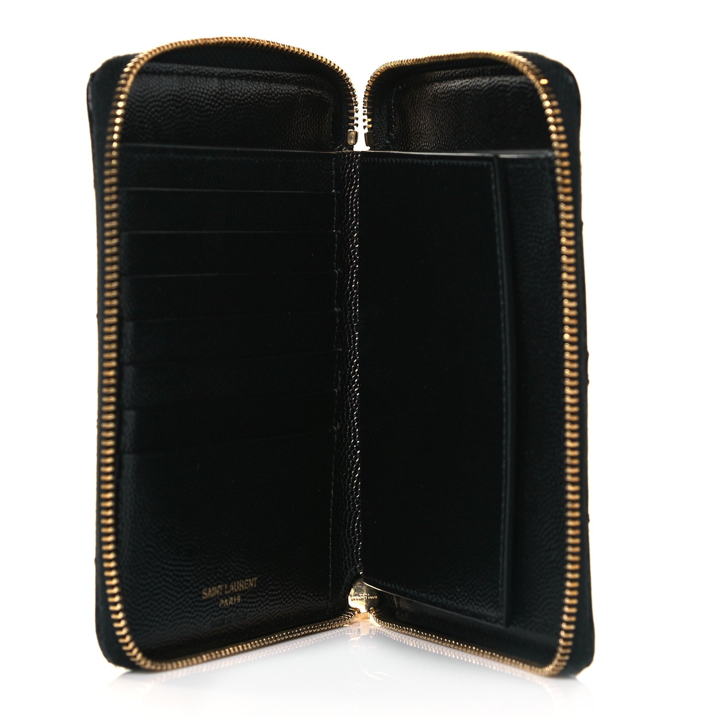 Grain De Poudre Matelasse Chevron Monogram Compact Zip Around Wallet Black