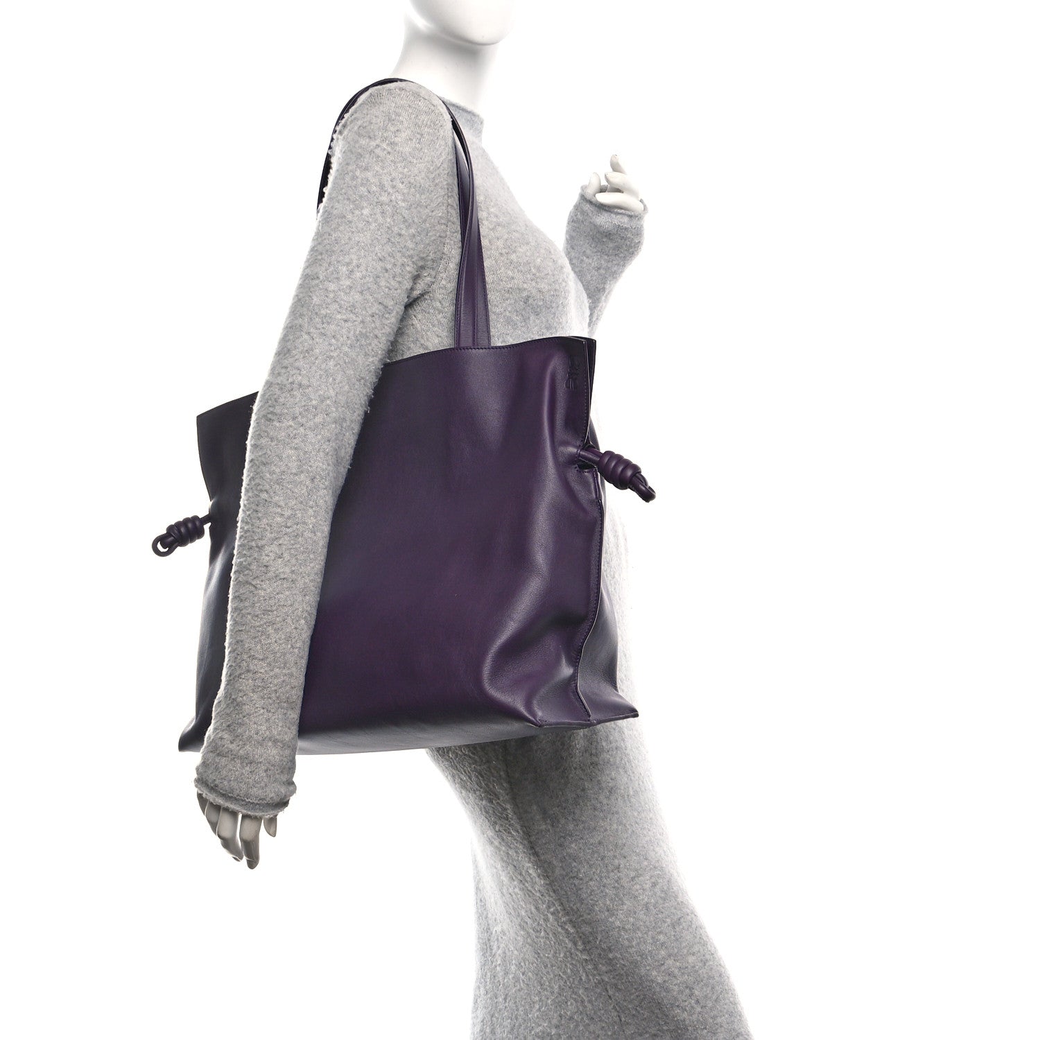 Loewe Calfskin Flamenco Knot XL Shoulder Bag Deep Aubergine 2 of 9