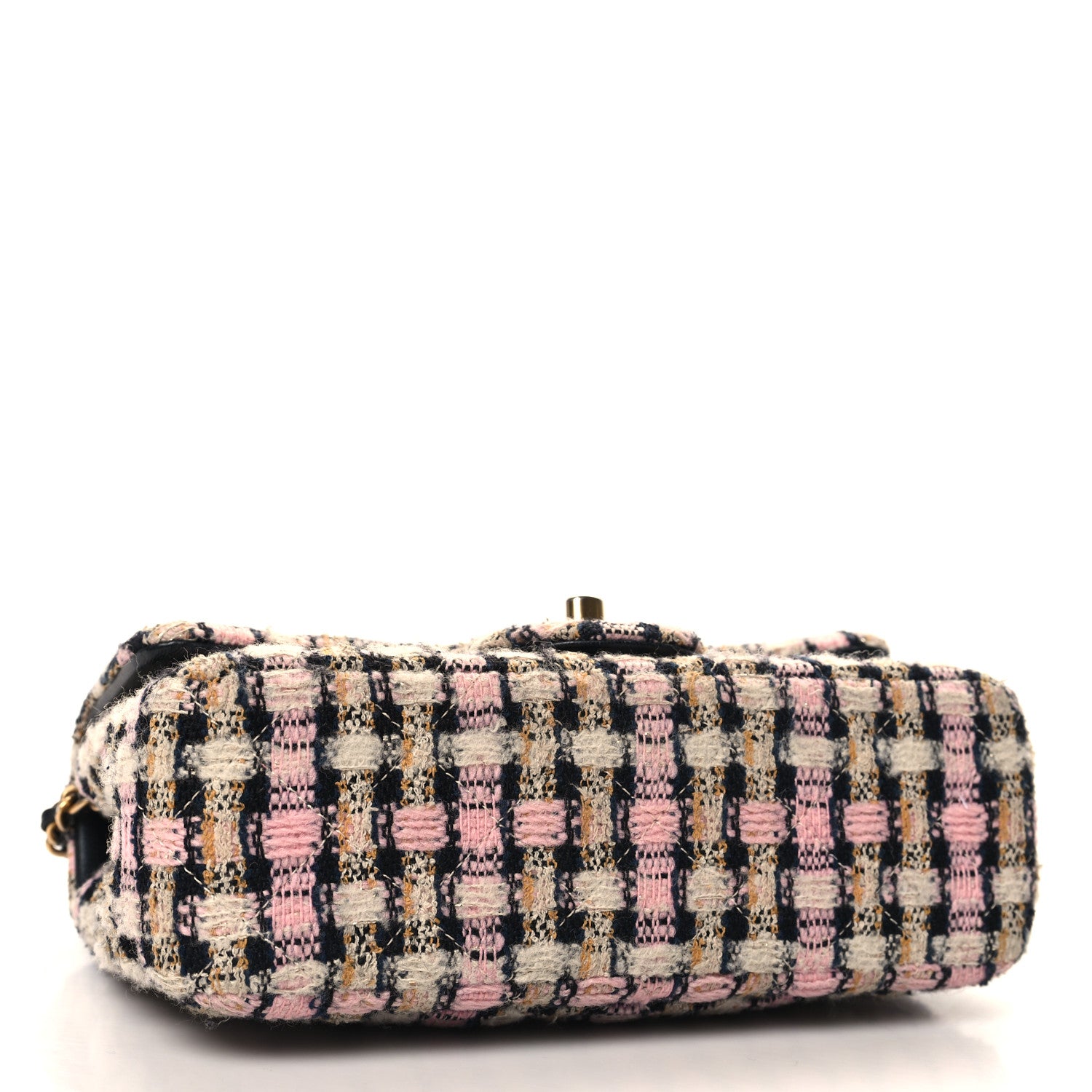 Chanel Tweed Quilted Mini Rectangular Pearl Crush Flap Pink Black White 4 of 10