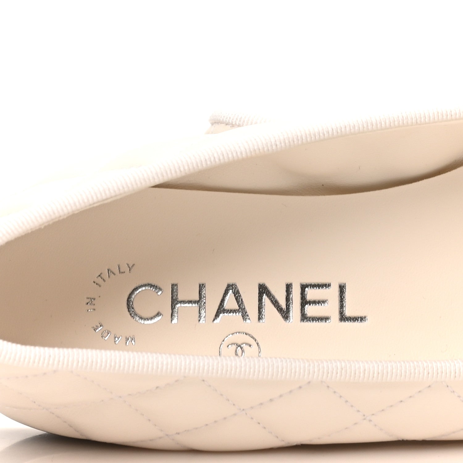 Chanel Lambskin Quilted CC Cap Toe Ballerina Flats 37.5 White Black 9 of 10