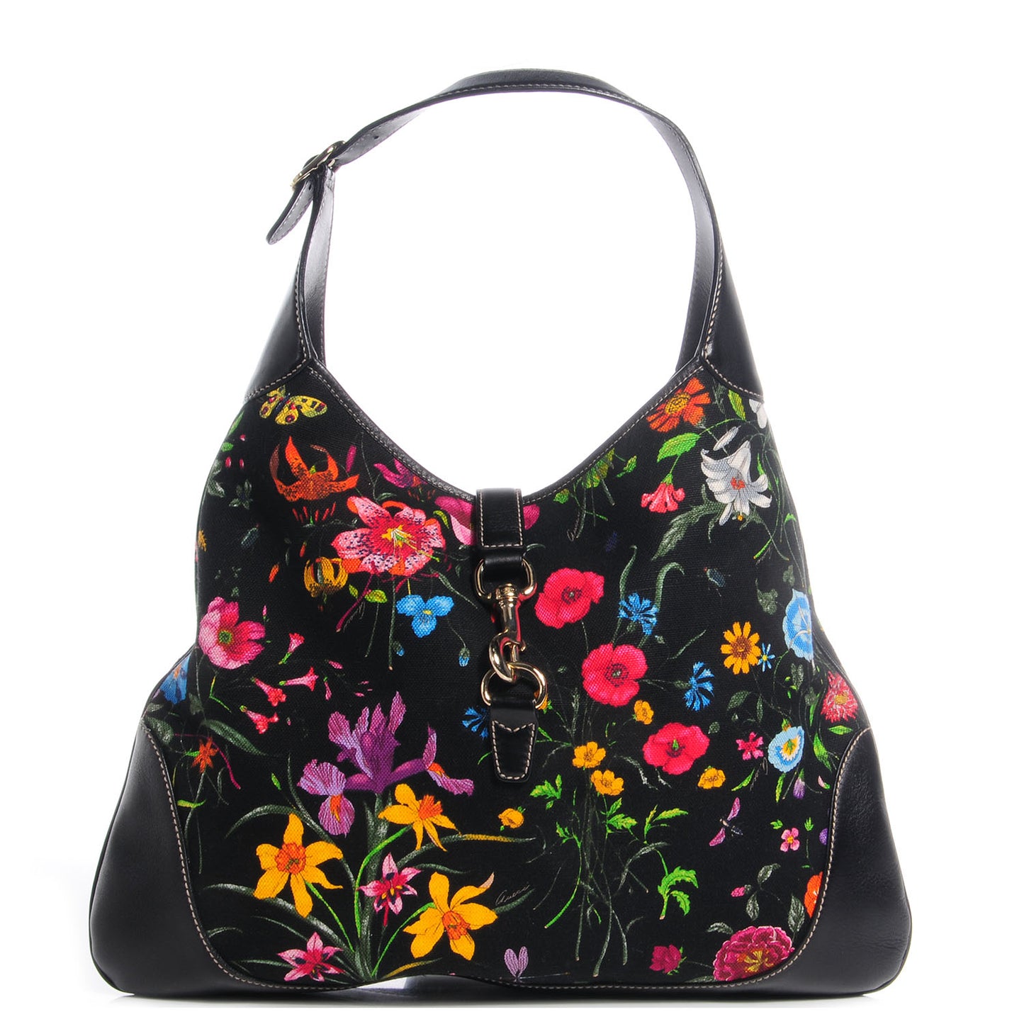 Canvas Floral Flora Jackie O Hobo Black