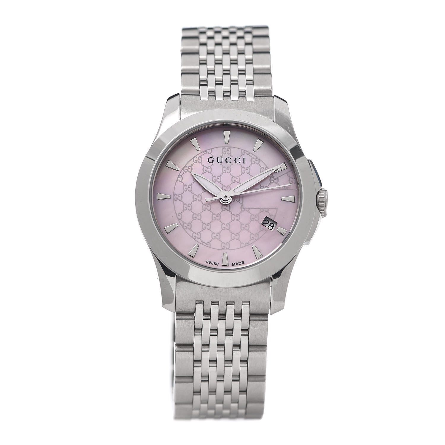 Gucci Stainless Steel Pink Mother of Pearl 27mm G-Timeless Quartz Watch 1 of 7