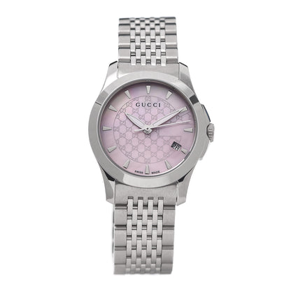 Gucci Stainless Steel Pink Mother of Pearl 27mm G-Timeless Quartz Watch 1 of 7