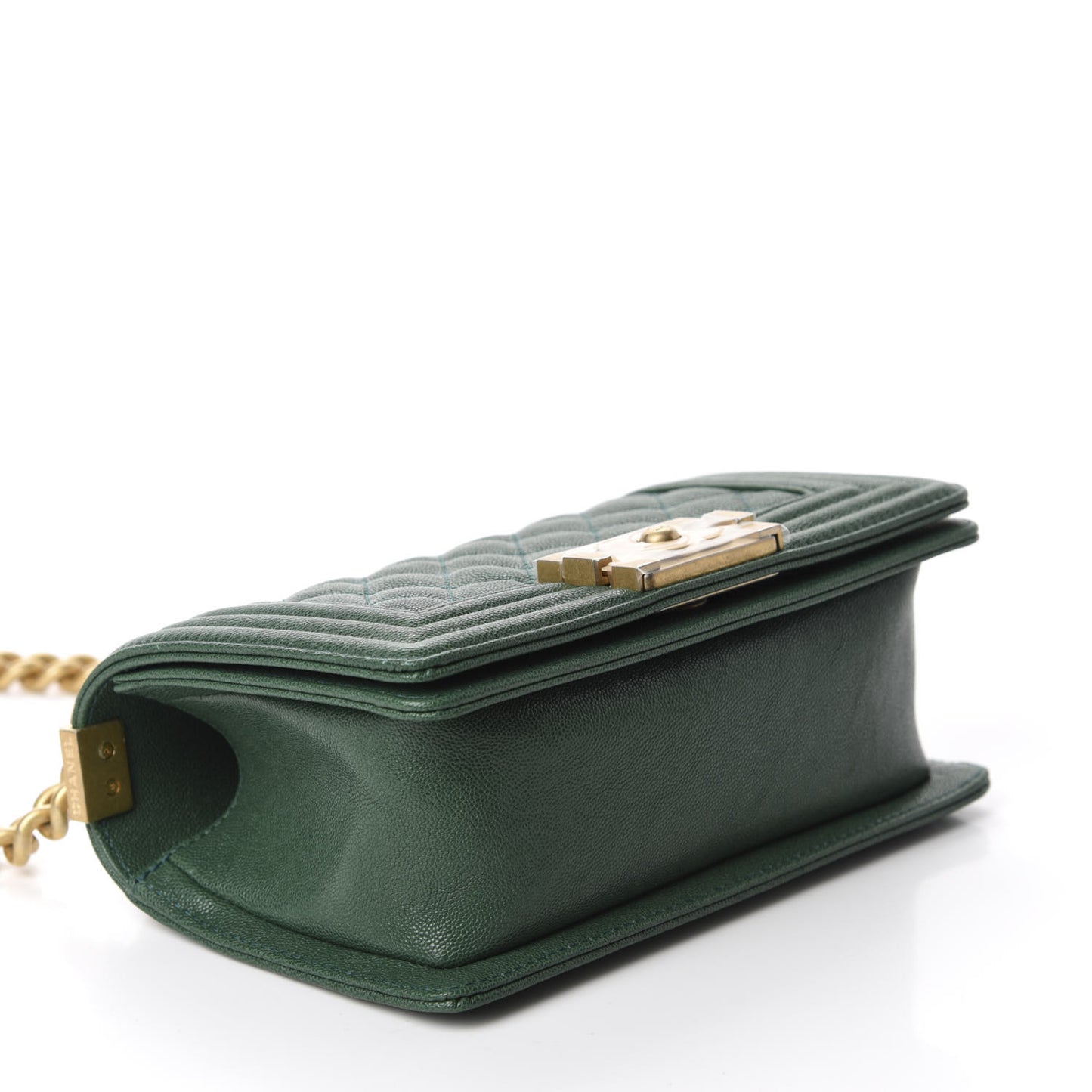 Caviar Quilted Small Boy Flap Green