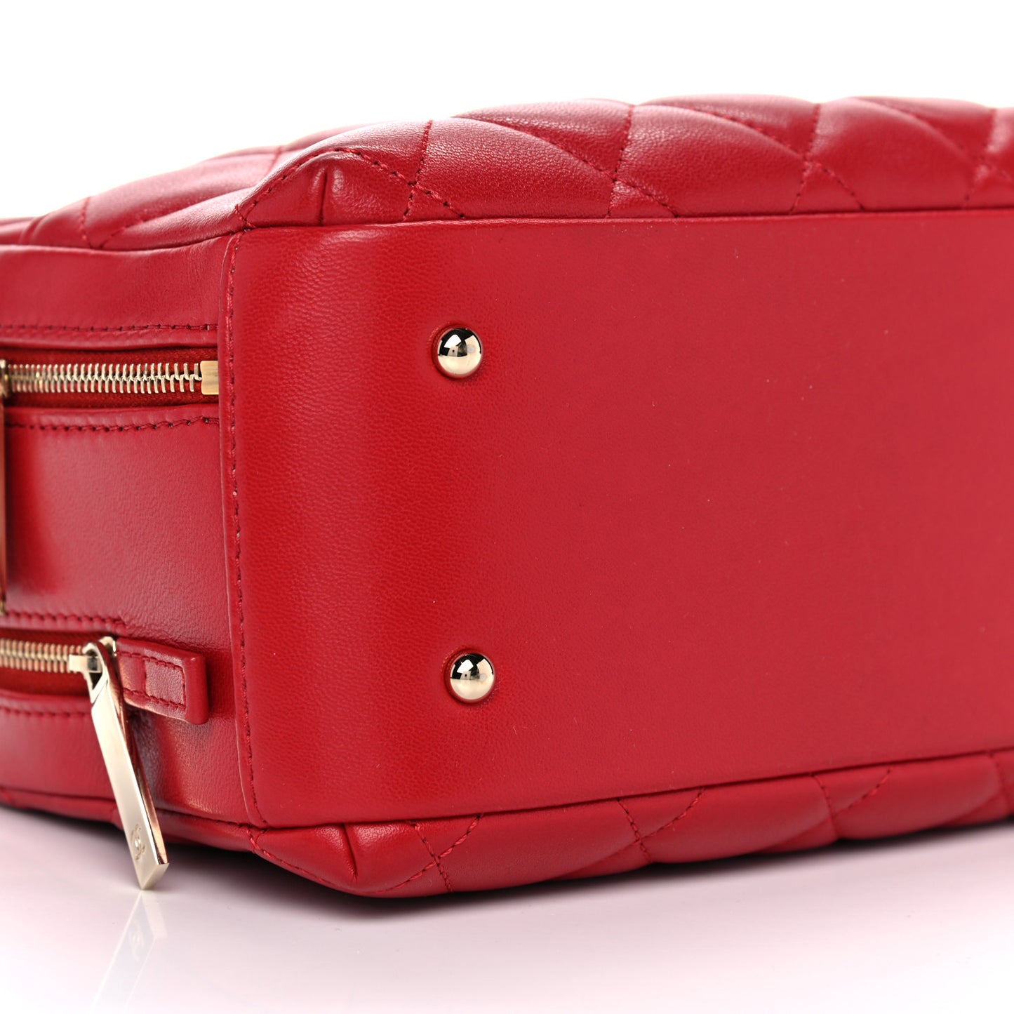 Lambskin Quilted Small Trendy CC Bowling Bag Red