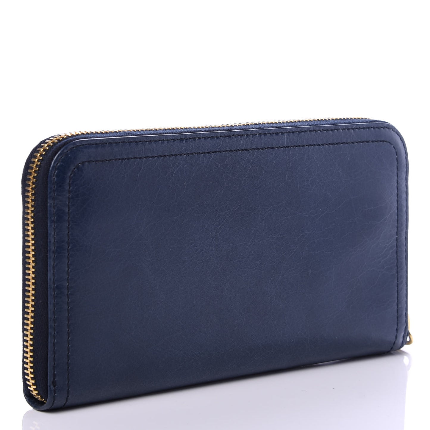 Vitello Shine Zip Around Wallet Denim