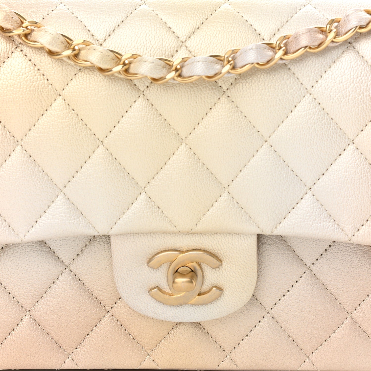 Chanel Metallic Goatskin Quilted Ombre Medium Double Flap Gold 8 of 12