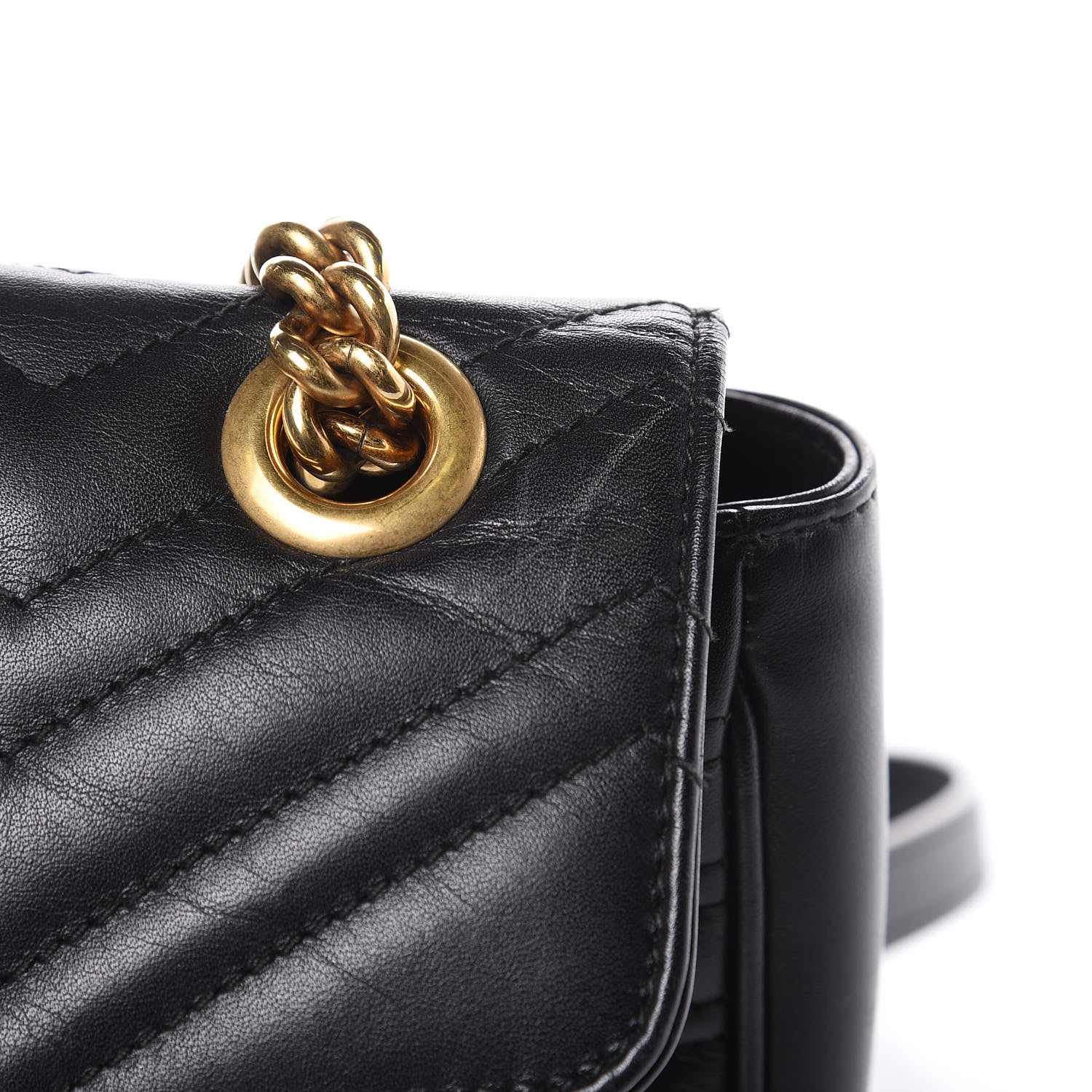 Gucci Calfskin Matelasse Small GG Marmont Shoulder Bag Black 10 of 14
