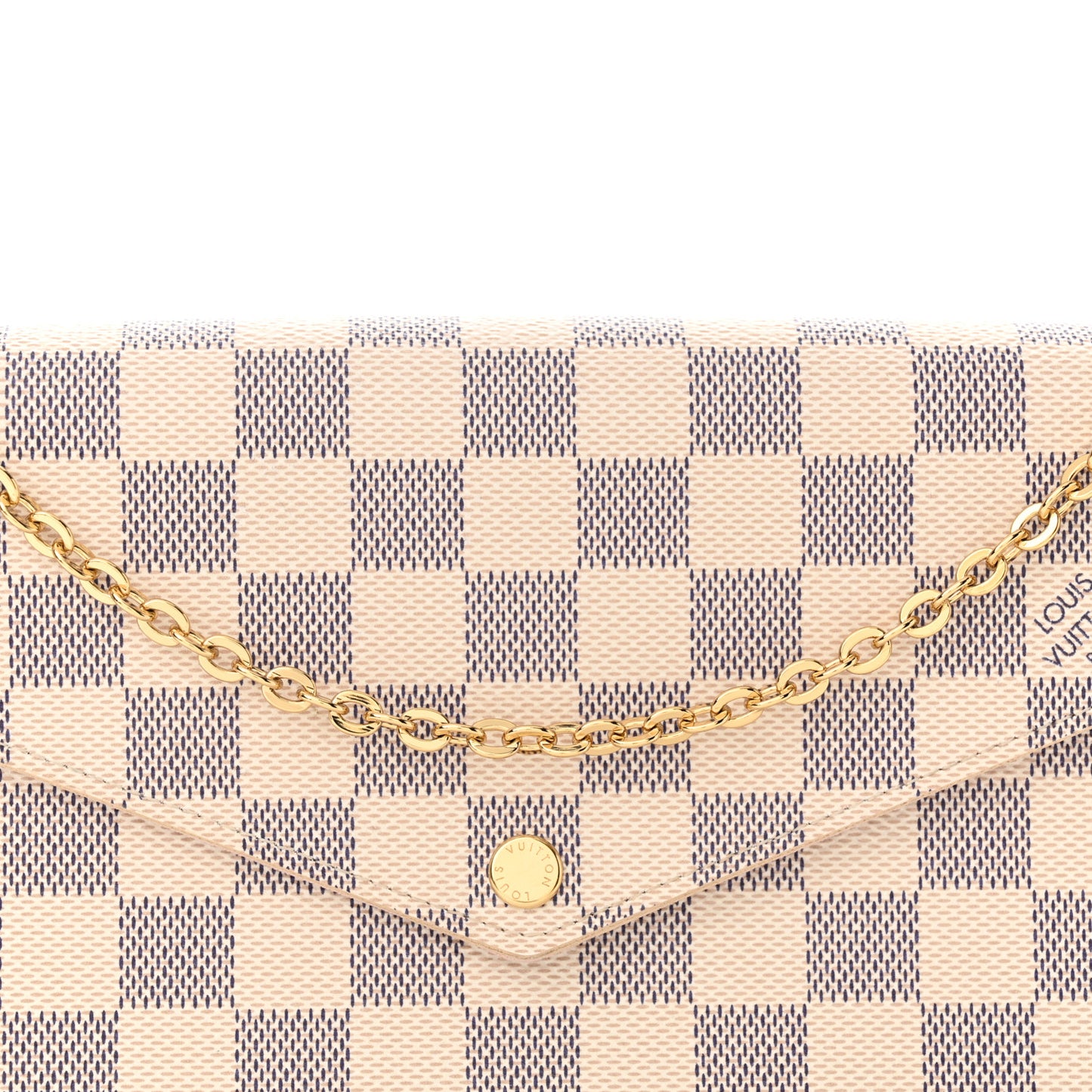 Damier Azur Pochette Felicie Chain Wallet Rose Ballerine