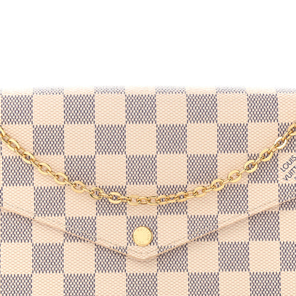 Louis Vuitton Damier Azur Pochette Felicie Chain Wallet Rose Ballerine 8 of 11
