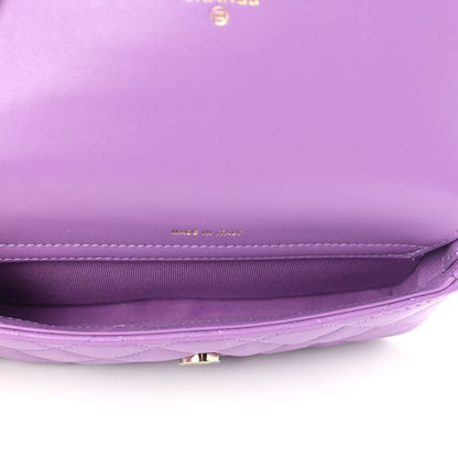 Chanel Lambskin Quilted Flap Phone Holder With Chain Purple 6 of 12