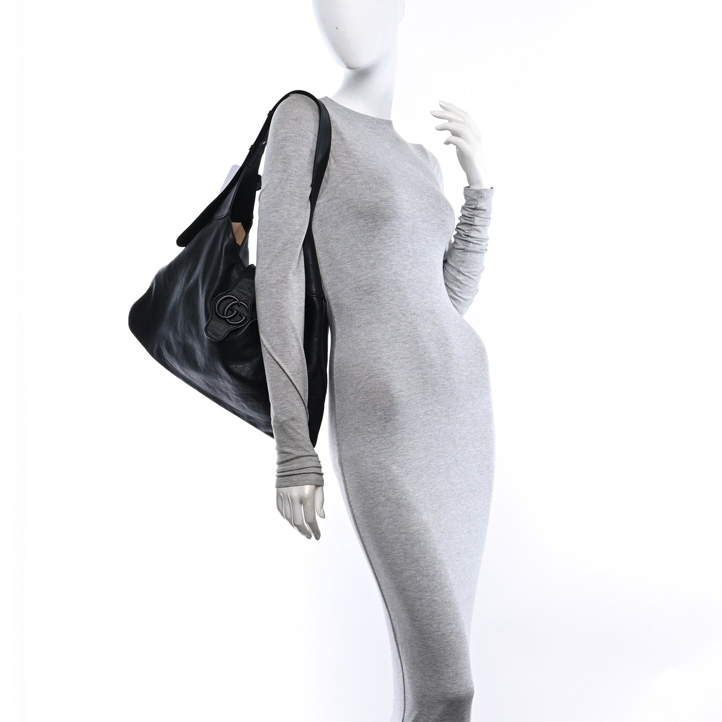 Goatskin Monochrome Large Aphrodite Shoulder Bag Black