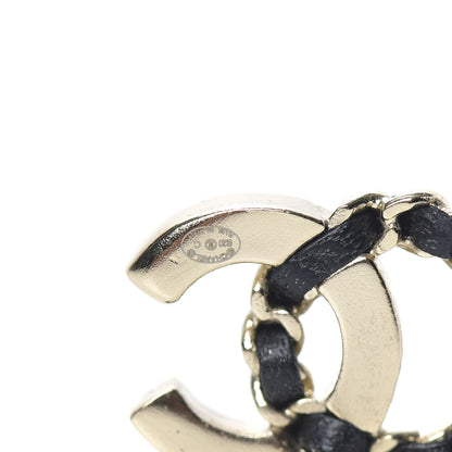 Chanel Crystal Baguette Lambskin Chain CC Vintage Allure Stud Earrings Black Gold 4 of 5