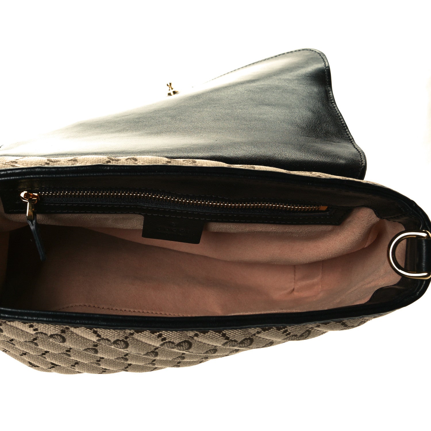 Gucci Monogram Azalea Calfskin Matelasse Diagonal Small GG Marmont Top Handle Shoulder Bag Beige Ebony Black 8 of 8