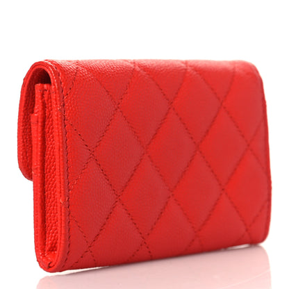 Chanel Caviar Quilted Flap Card Holder Wallet Red 3 of 10