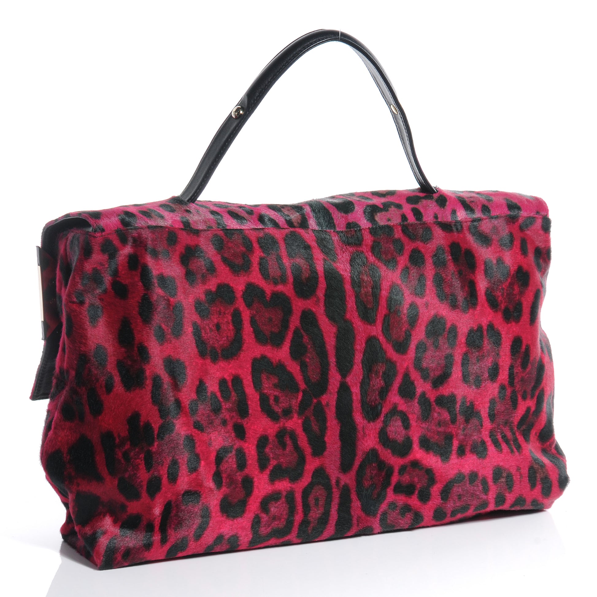 Jimmy Choo Pony Hair Printed Leopard Large Handbag Pink 3 of 6