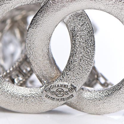 Chanel Baguette Crystal CC Drop Earrings Silver 3 of 3