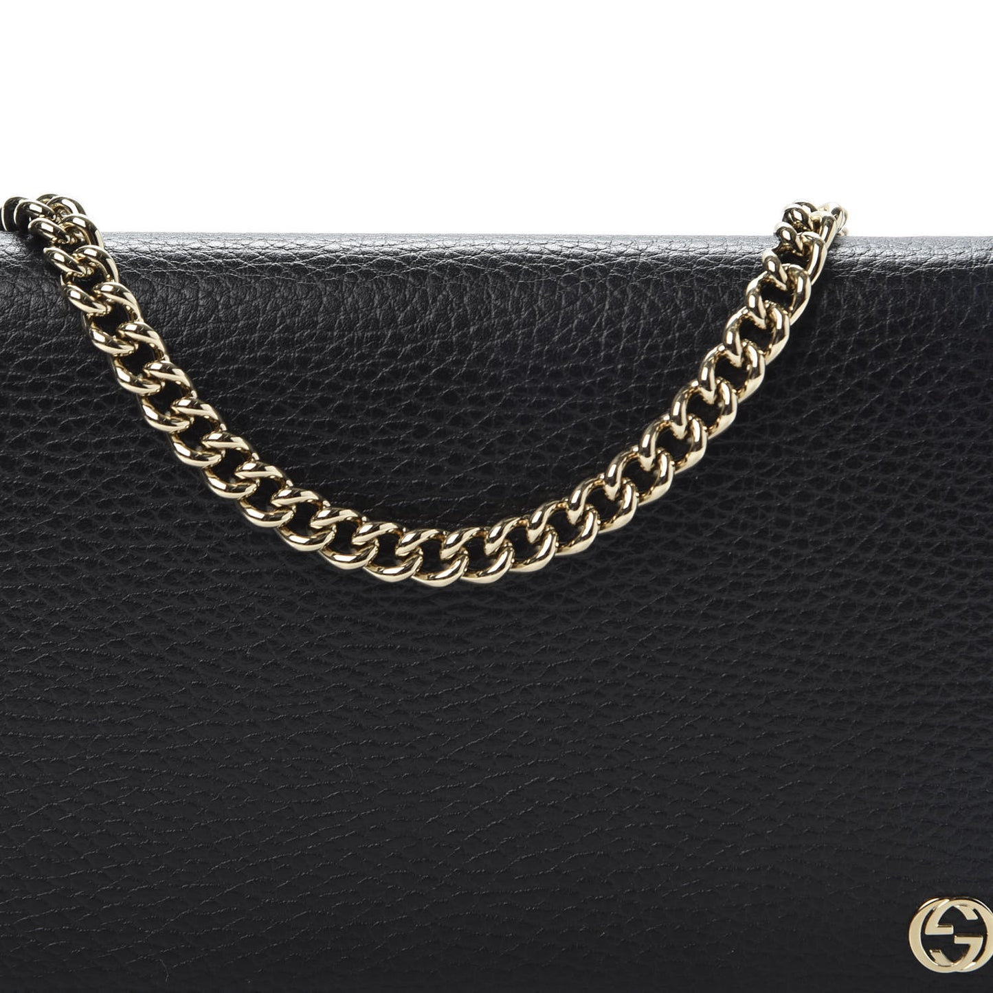 Dollar Calfskin Medium Betty Chain Wallet Black