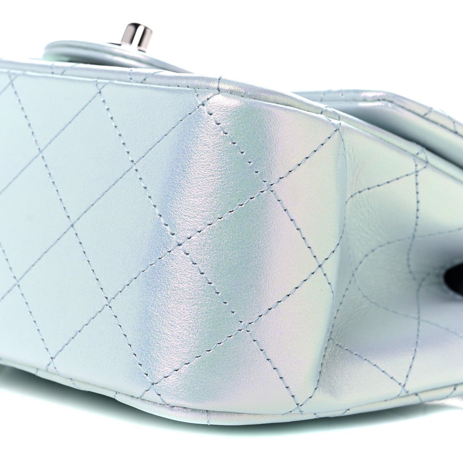 Chanel Iridescent Lambskin Quilted Mini Square Flap Light Blue 9 of 10