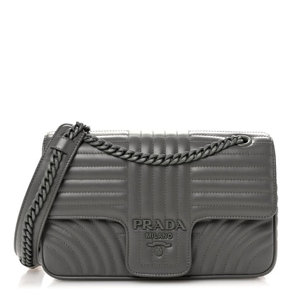 Prada Soft Calfskin Impunture Diagramme Monochrome Medium Chain Flap Shoulder Marmo 1 of 9