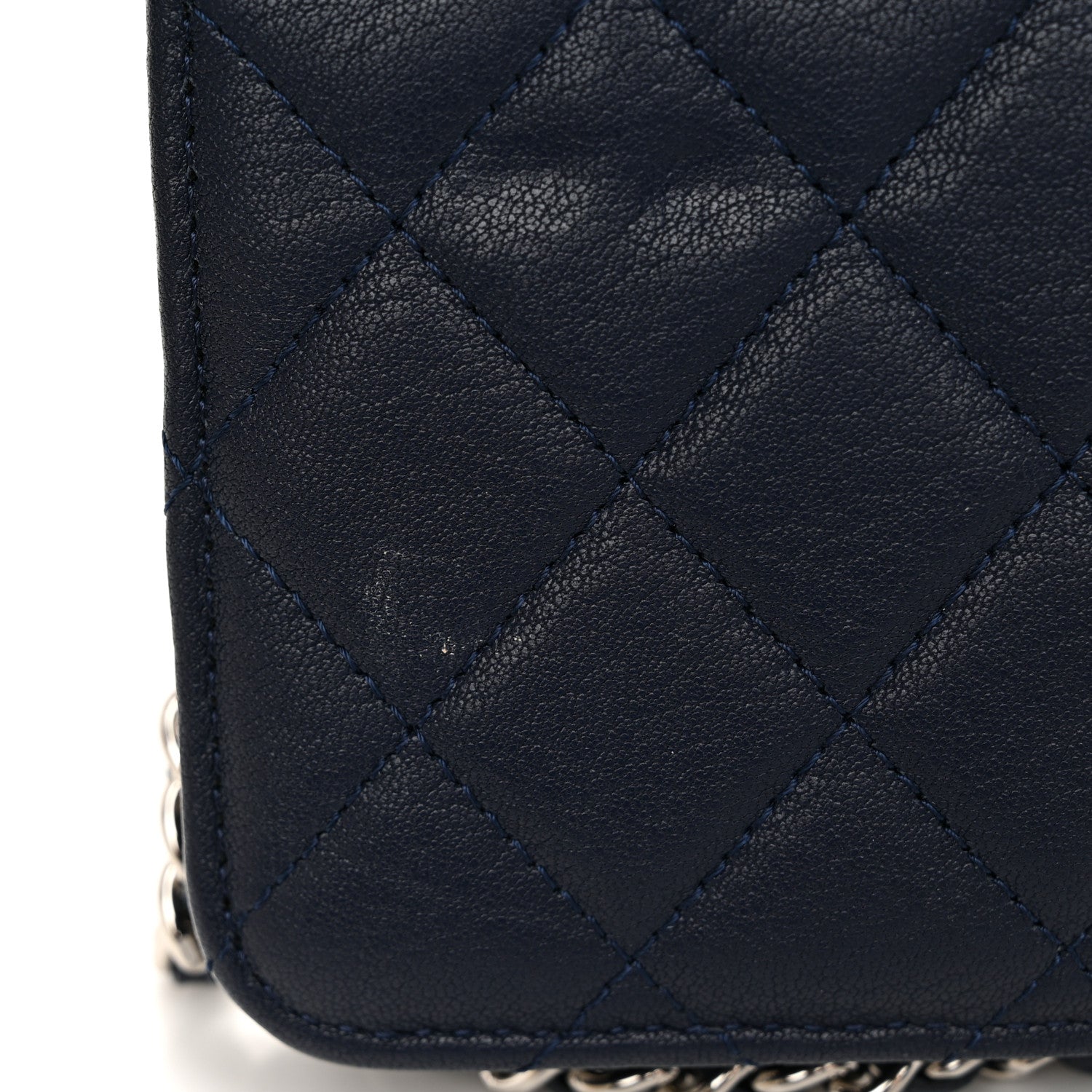 Chanel Grained Calfskin Quilted CC Box Wallet On Chain WOC Navy 12 of 12