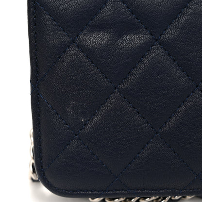 Chanel Grained Calfskin Quilted CC Box Wallet On Chain WOC Navy 12 of 12