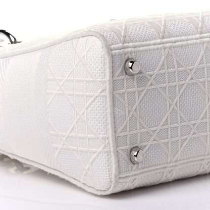 Christian Dior Canvas Embroidered Cannage Medium Lady D-Lite White 7 of 10
