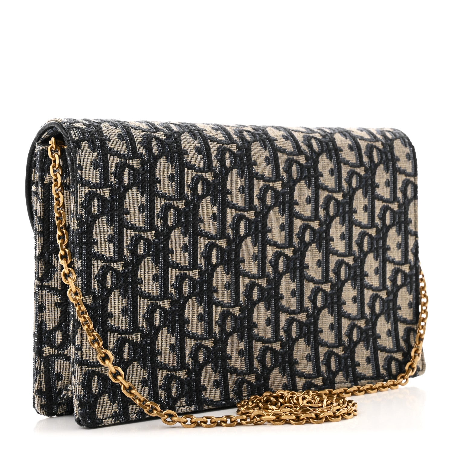 Christian Dior Oblique Saddle Chain Pouch Blue 3 of 9