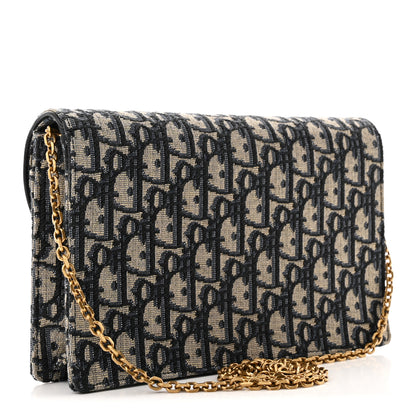 Christian Dior Oblique Saddle Chain Pouch Blue 3 of 9