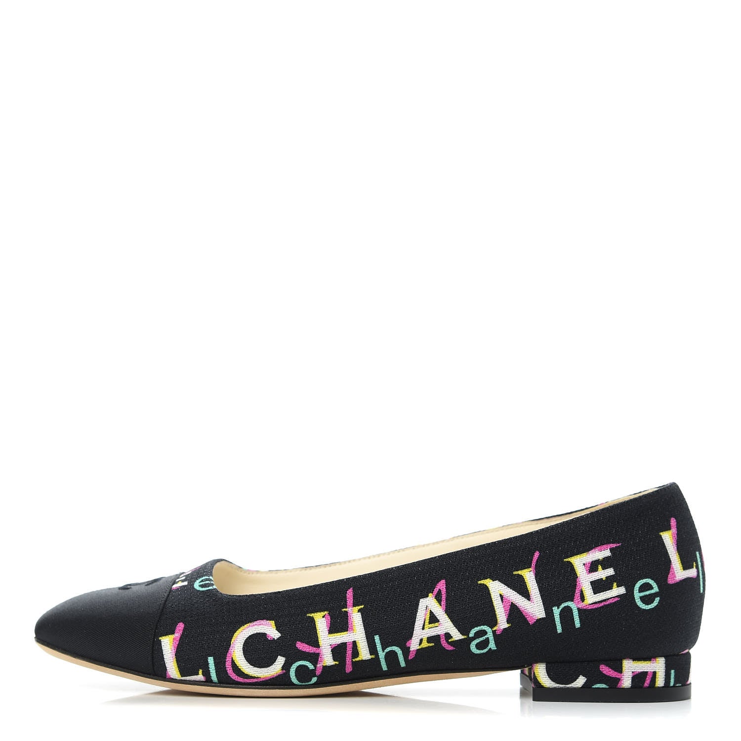 Chanel Fabric Grossgrain CC Flats 37.5 Black 1 of 9