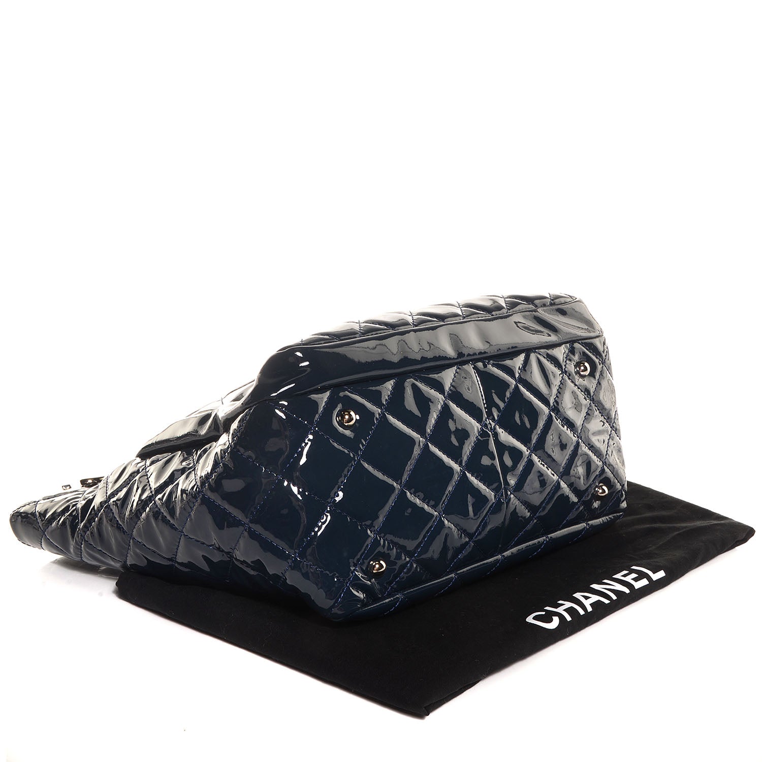 Chanel Patent Quilted Chic and Glitter Large Tote Navy Blue 4 of 7
