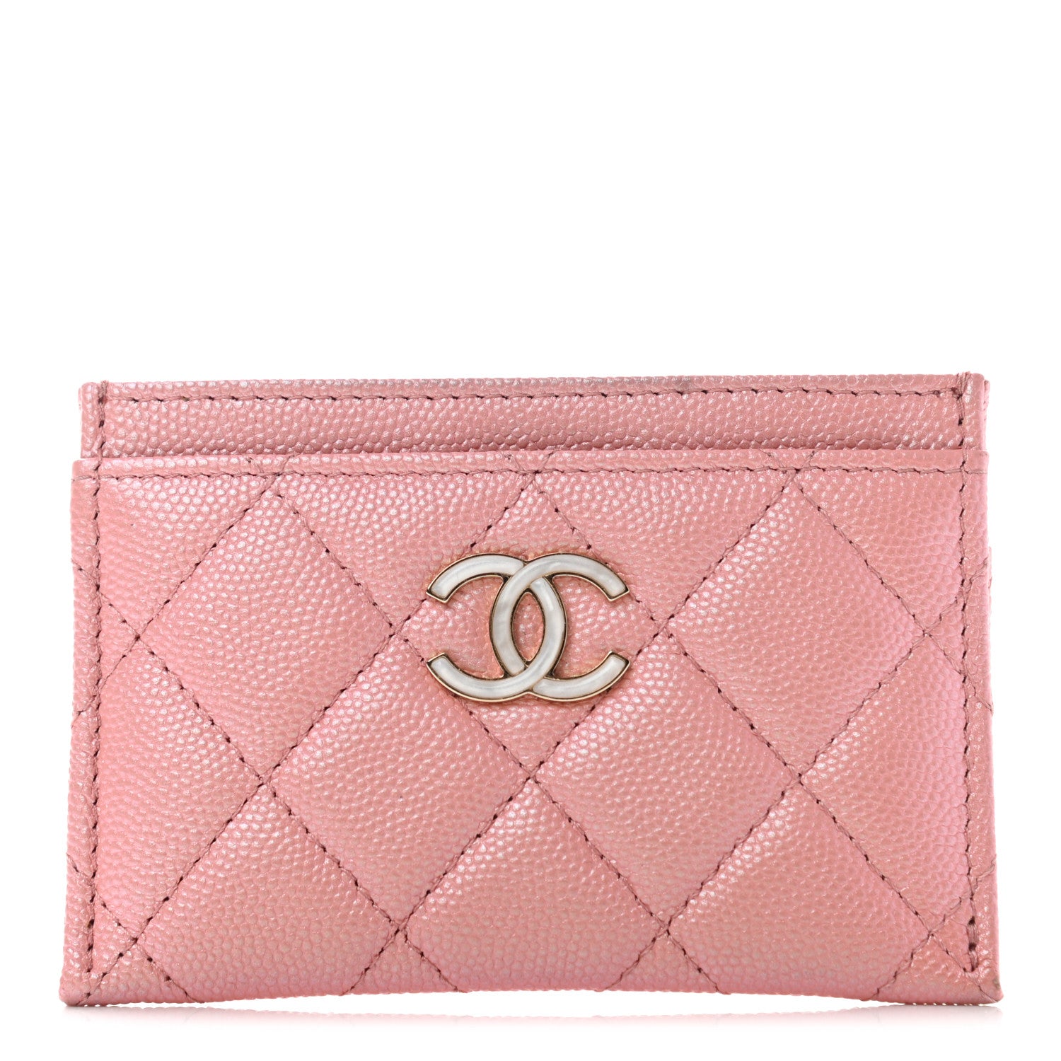 Chanel Iridescent Caviar Quilted Card Holder Rose Pink 1 of 8
