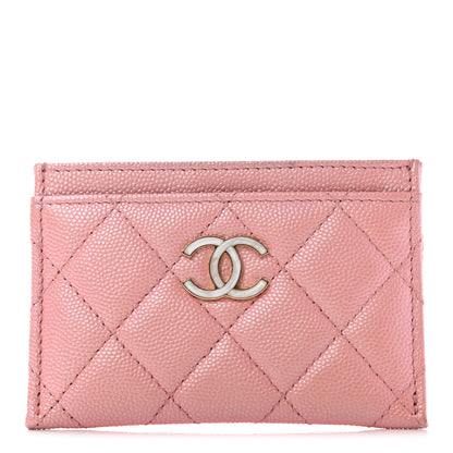 Chanel Iridescent Caviar Quilted Card Holder Rose Pink 1 of 8
