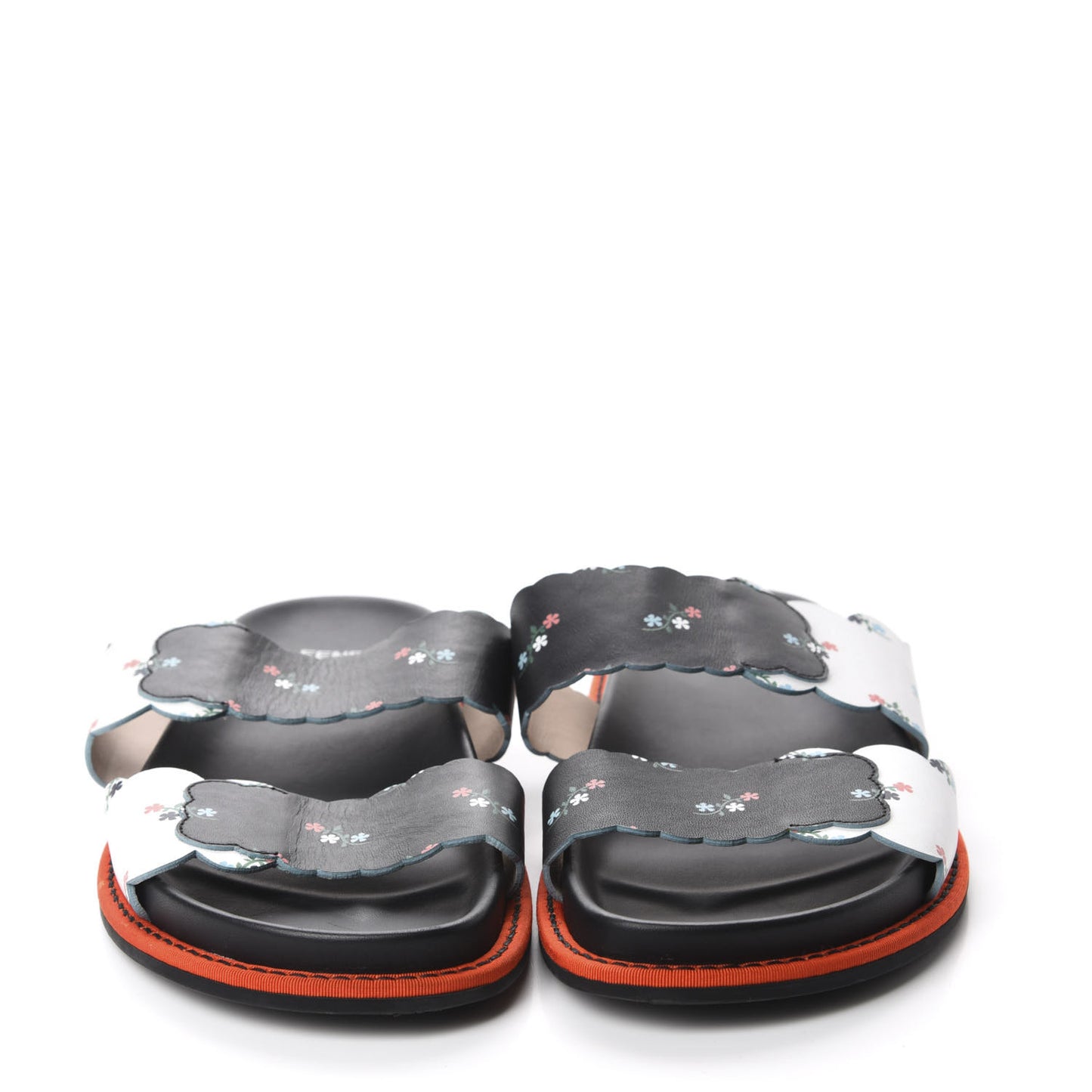 Vitello Floral Print Slide Sandals 37 Bianco Multicolor Black