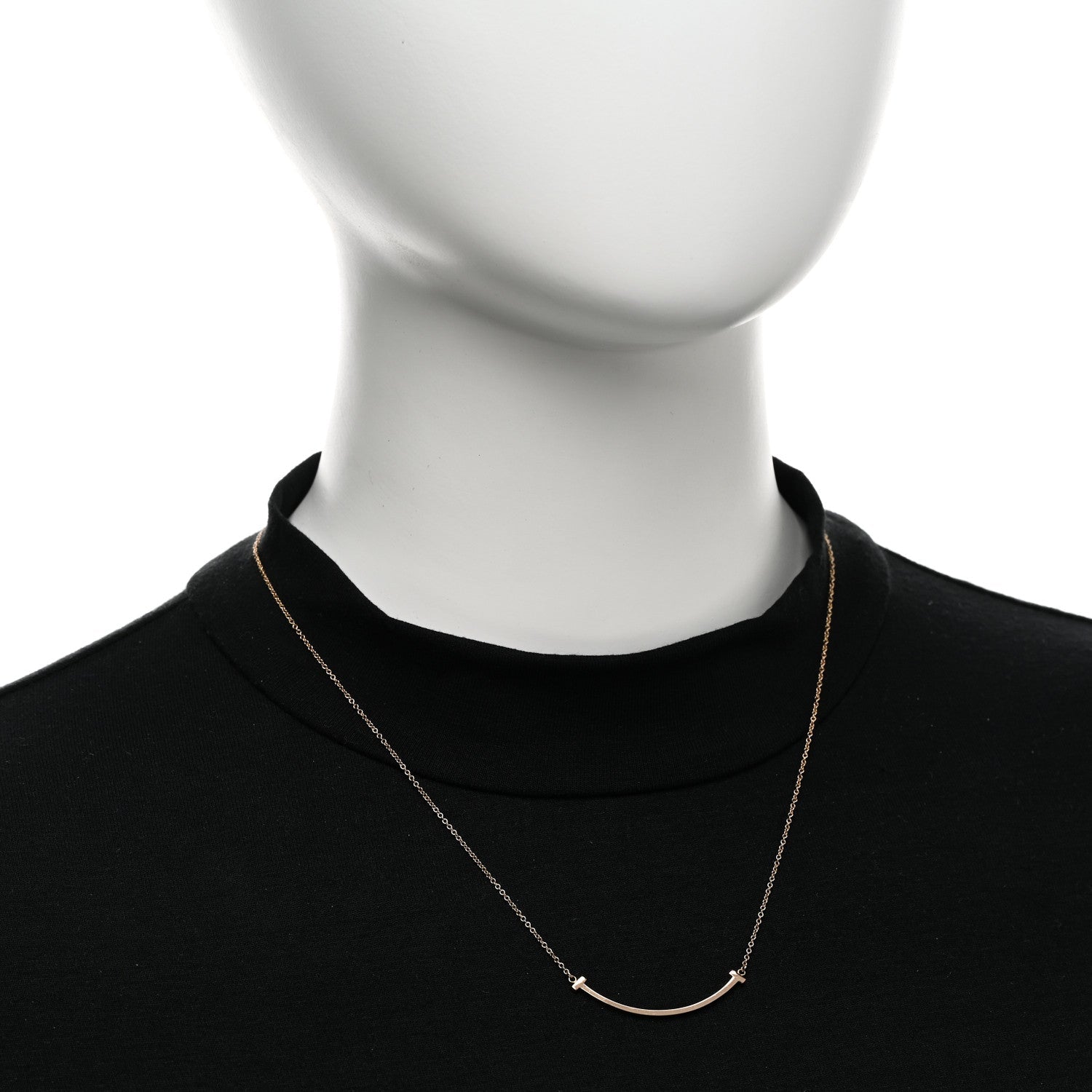 Tiffany 18K Rose Gold Small T Smile Pendant Necklace 2 of 4