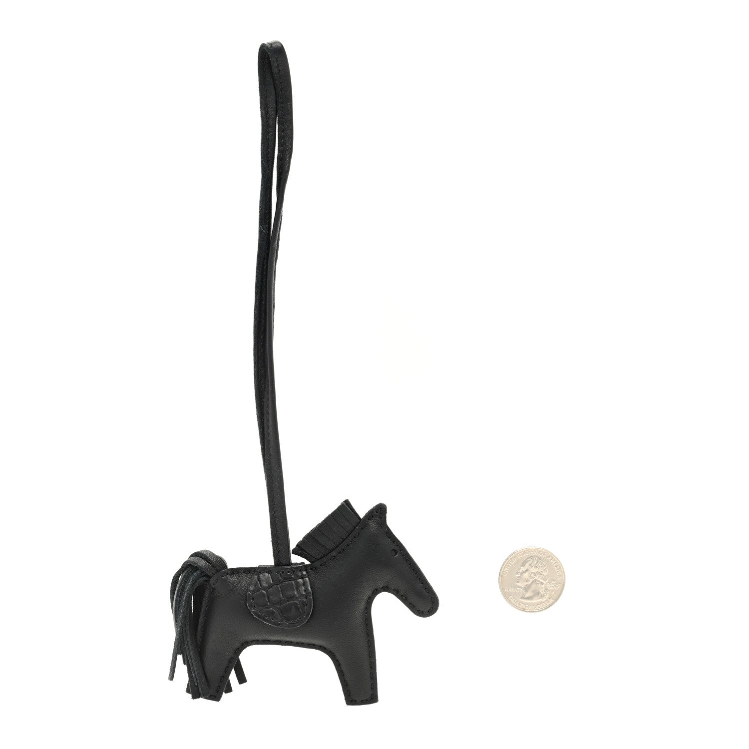 Hermes Milo Lambskin Matte Alligator Touch Grigri Rodeo Horse Bag Charm PM So Black 2 of 4