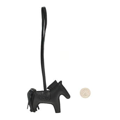 Hermes Milo Lambskin Matte Alligator Touch Grigri Rodeo Horse Bag Charm PM So Black 2 of 4