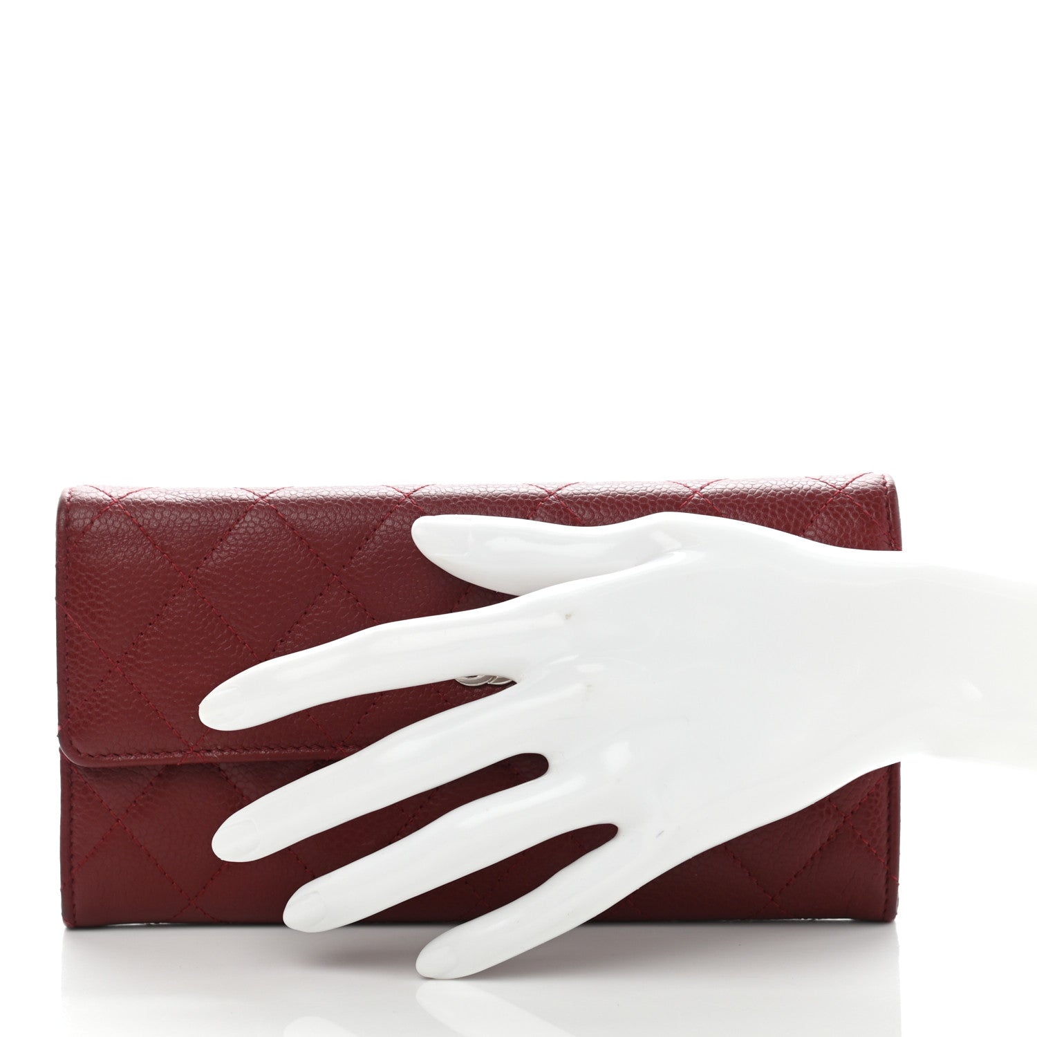 Chanel Caviar Quilted Large Gusset Flap Wallet Red 2 of 12