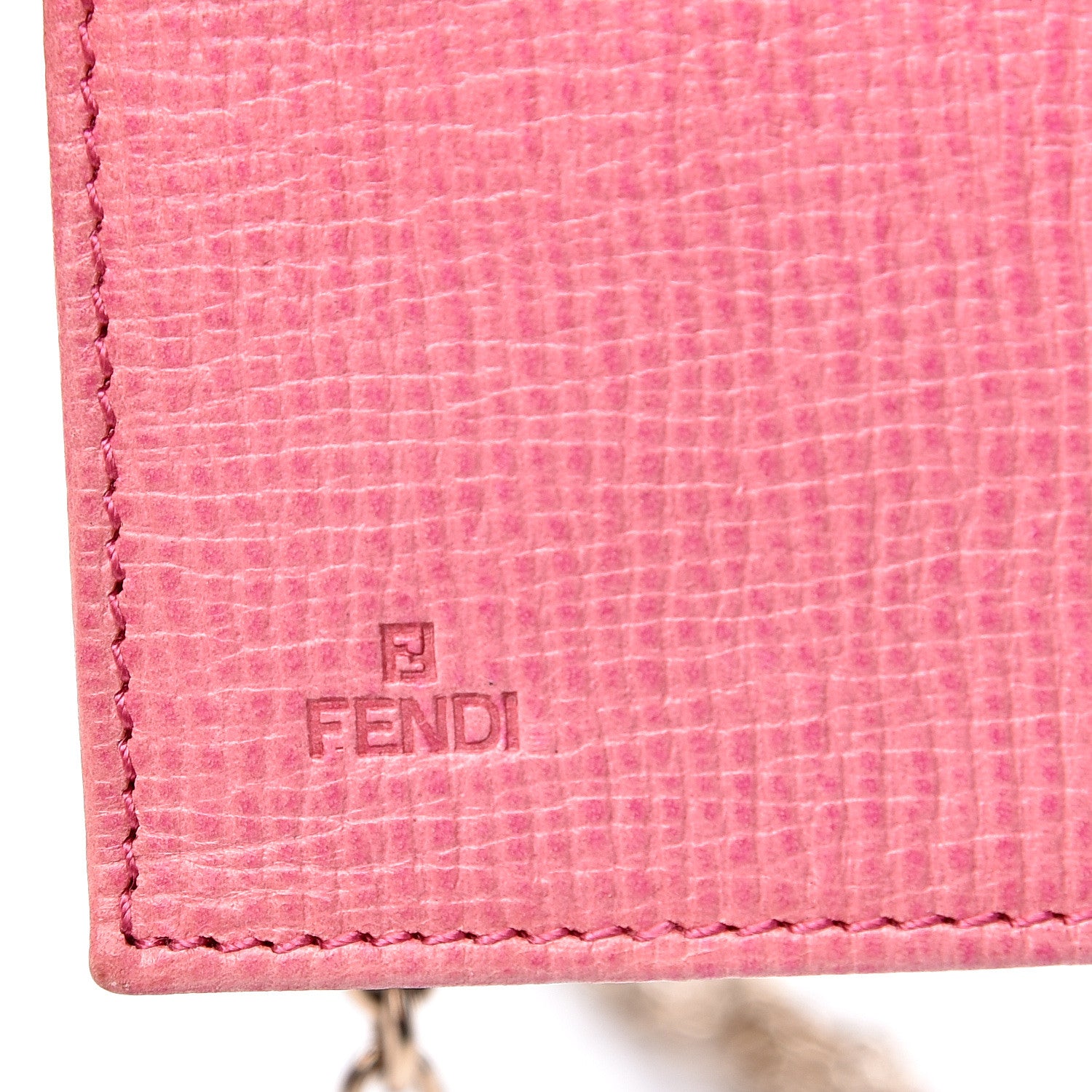Fendi Zucca Spalmati Vitello Elite Chain Clutch Tobacco Fuxia Fragola 6 of 10