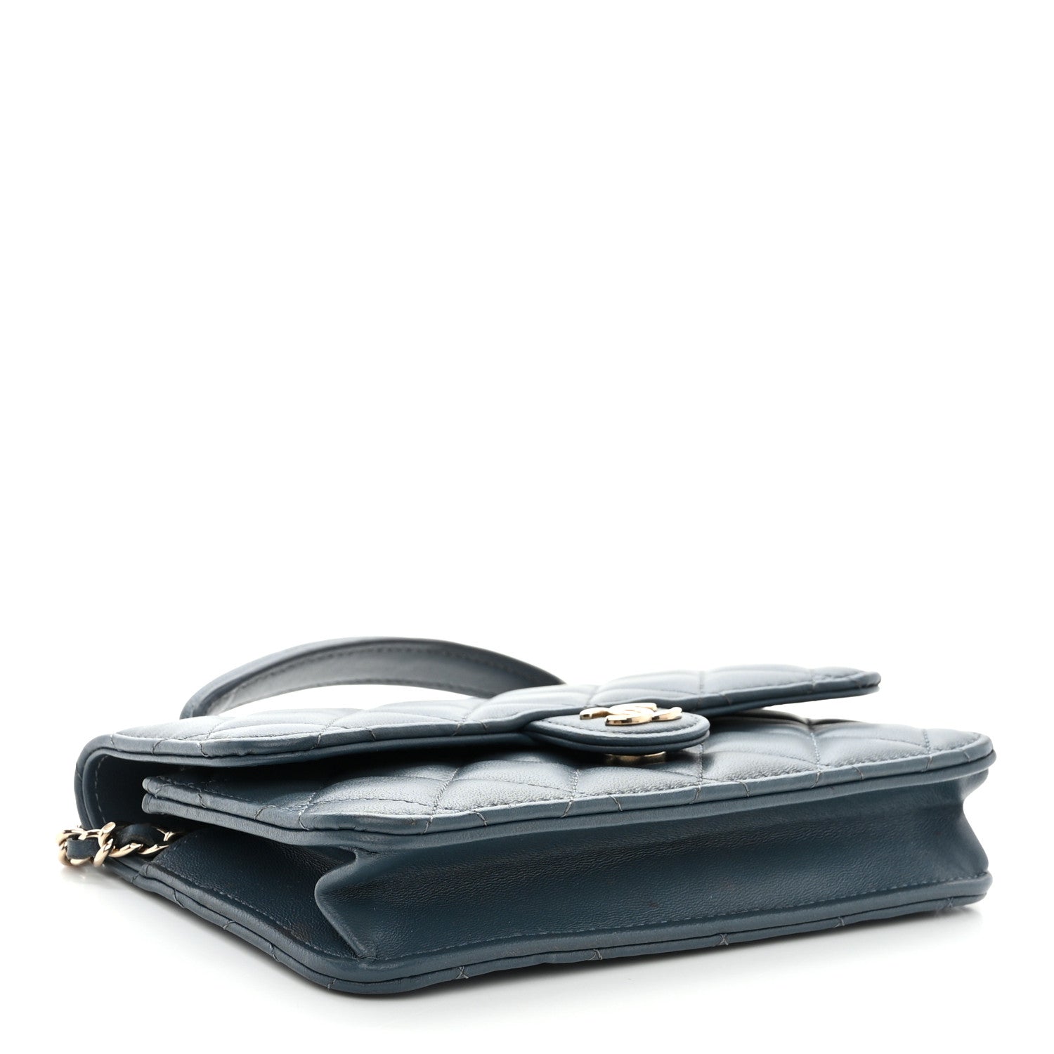 Chanel Lambskin Quilted Flap Phone Holder With Chain Blue 4 of 14