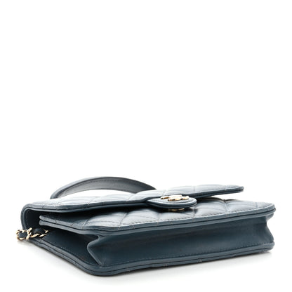 Chanel Lambskin Quilted Flap Phone Holder With Chain Blue 4 of 14