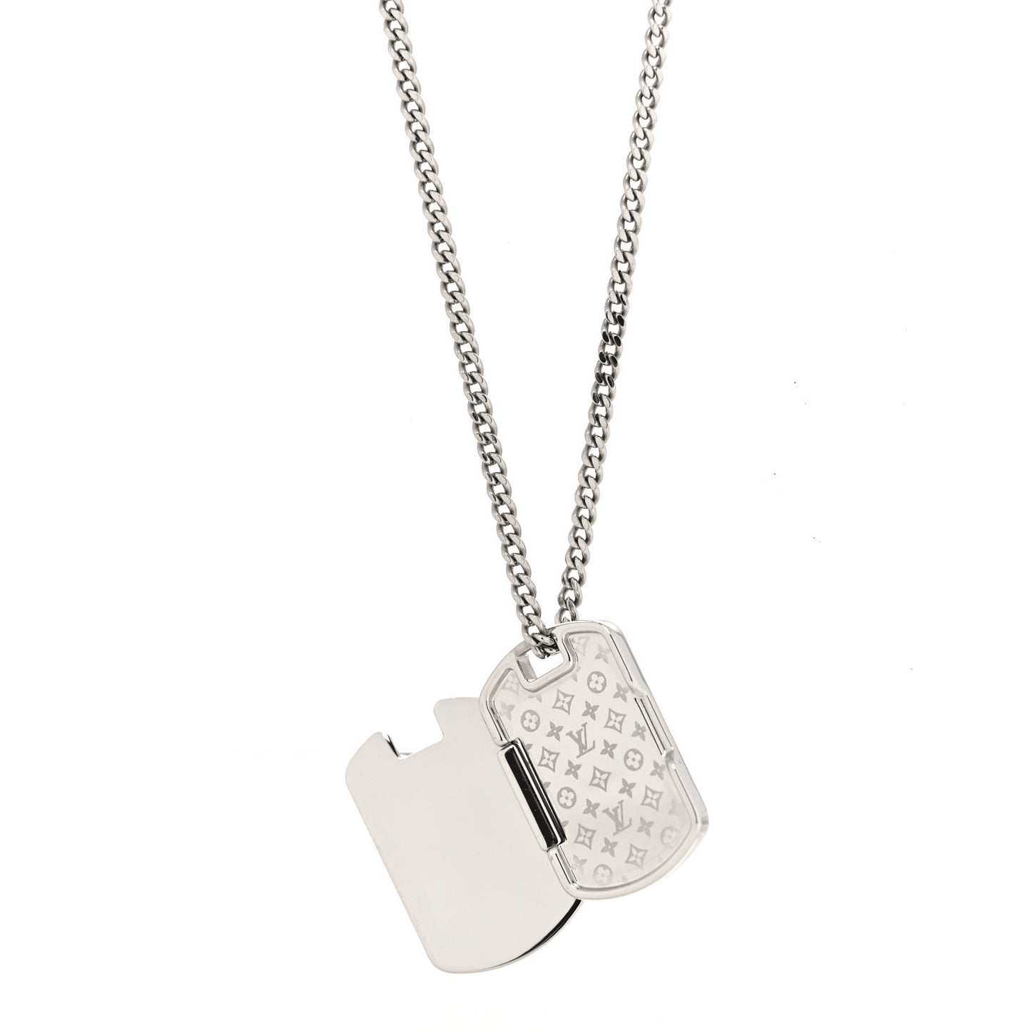 Monogram Chain Shades Locket Pendant Necklace Silver