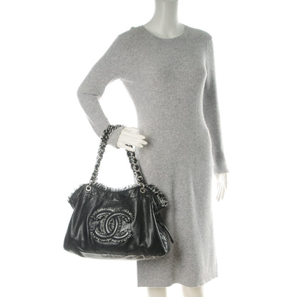 Chanel Tweed Lambskin Drawstring Tweedy Tote Black 2 of 7