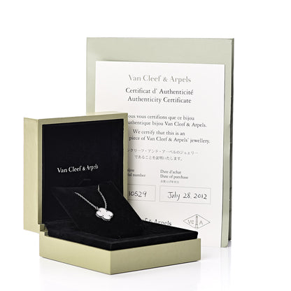 Van Cleef & Arpels 18K White Gold Mother of Pearl Vintage Alhambra Pendant Necklace 6 of 6